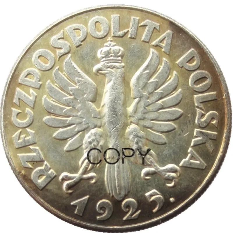 Польша 2 Zlote 1925 Посеребренная Имитация монеты