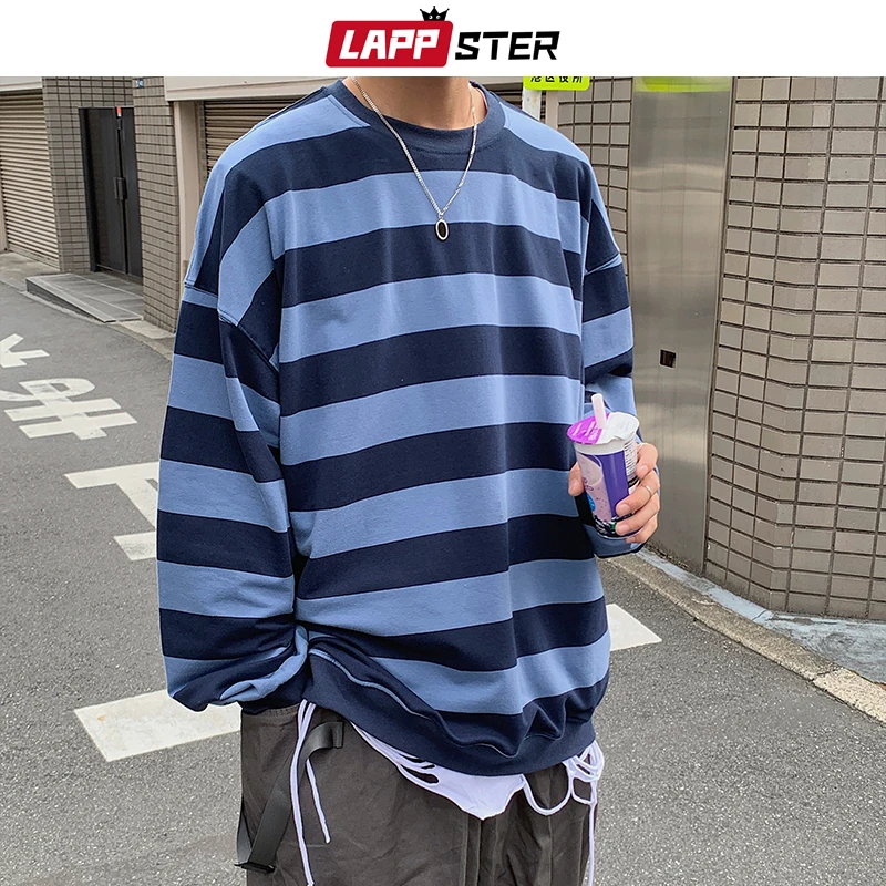 Толстовка LAPPSTER мужская оверсайз в полоску уличная одежда Свитшот стиле хип хоп