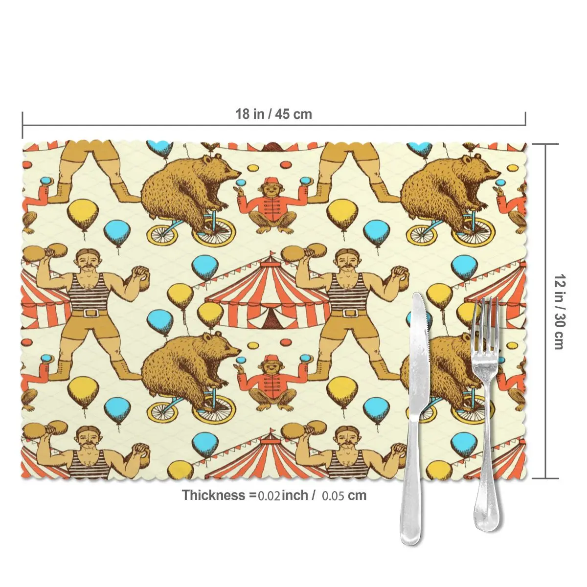 6 шт. столовых Настольный коврик цирк медведей для столов жар-изоляции Лен Кухня