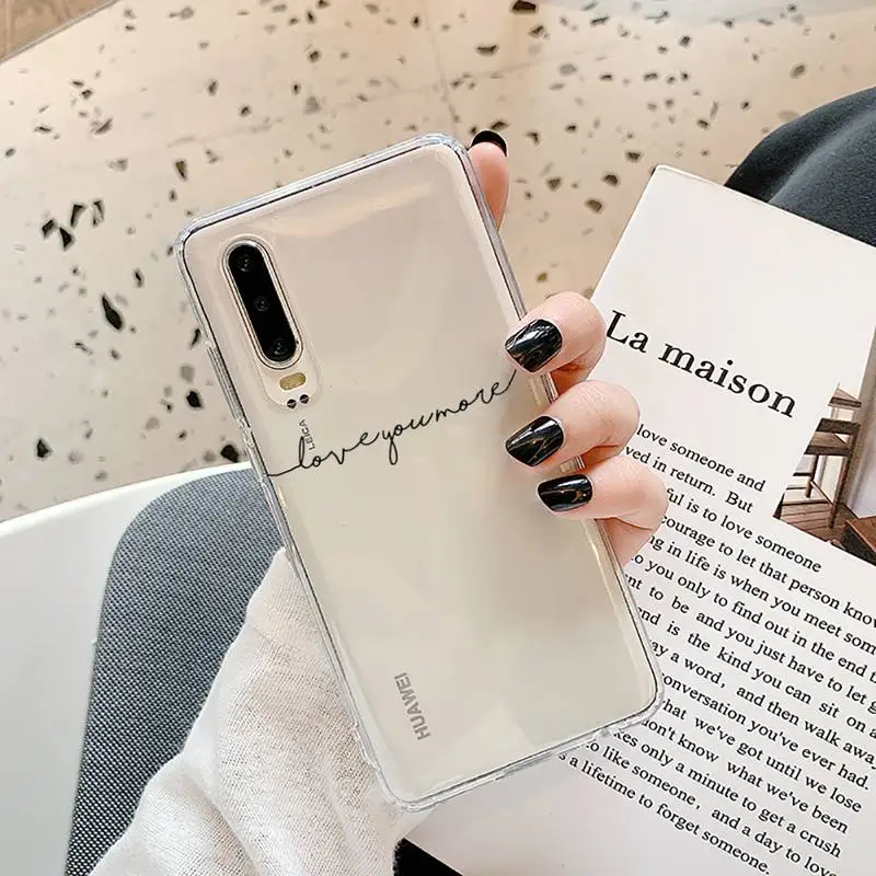 

Love Heart Letter art design Phone Case Transparent for Huawei P20 P30 P40 lite pro P smart 2019 honor 8x 10i
