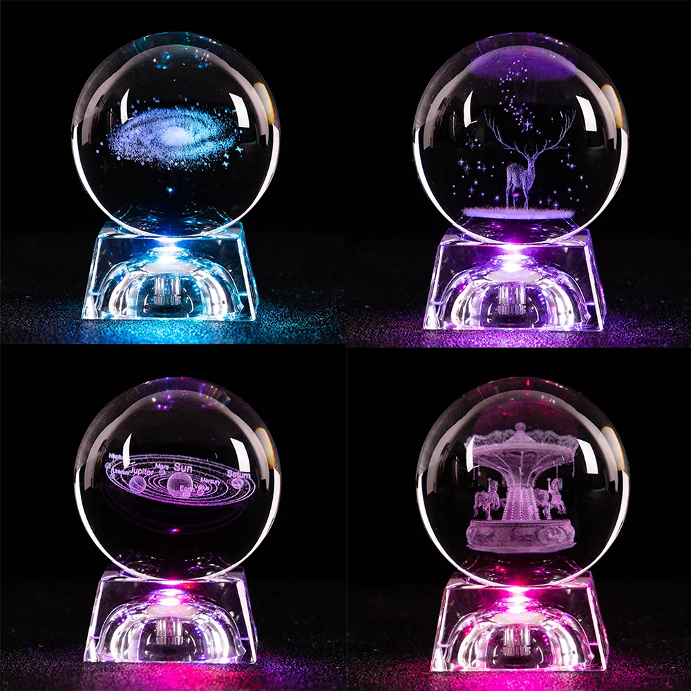 3D Солнечный Системы планет хрустальный шар ясно олень стекло с лазерной