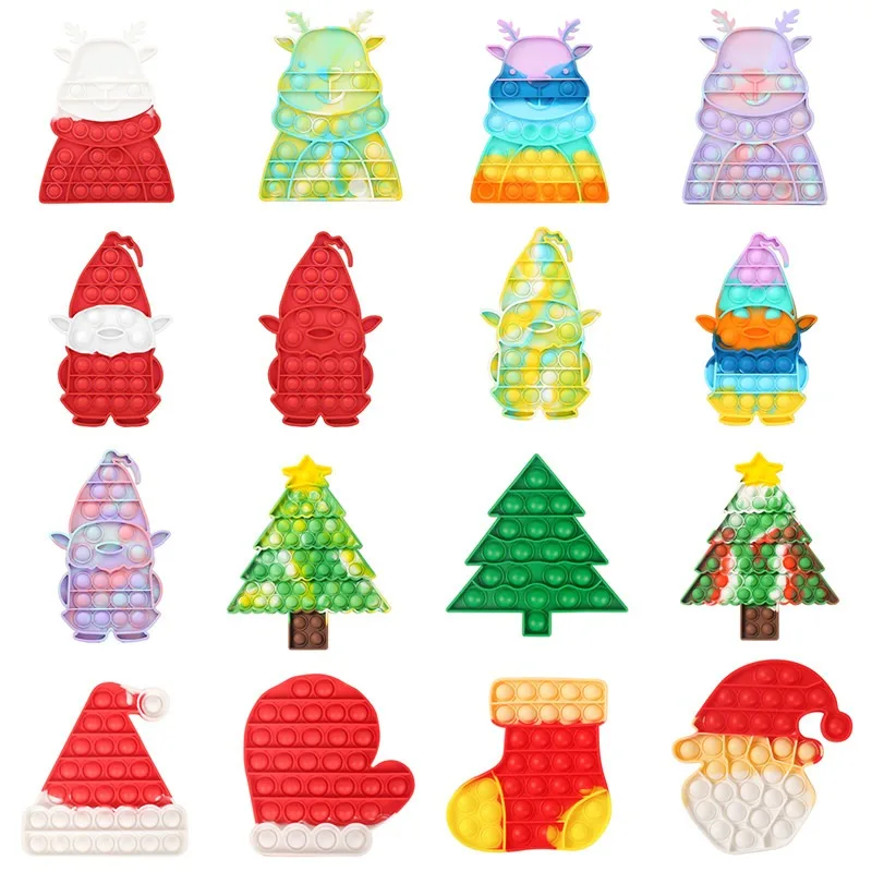 

Silicone Christmas Push Bubble Sensory Fidget Toy Christmas Anti-Stress Toush Bubble Autism Toy Adult Fidget Stress Relief Game