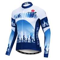 mens cycling jersey long sleeve pro team retro cycling clothing maillot ciclismo mtbroad bike clothes blue bicycle tops