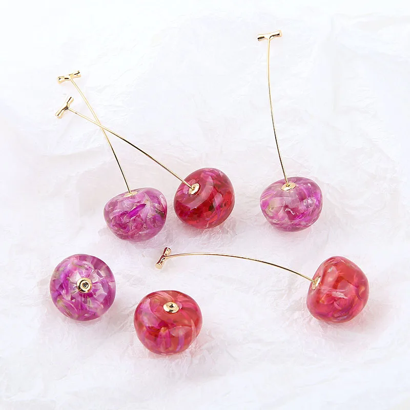 

Newest 20pcs Glitter 3D Fruit Cherry Beading Material Resin Charms Fit Fashion Earring DIY Material Ornament Accessories 18*22mm
