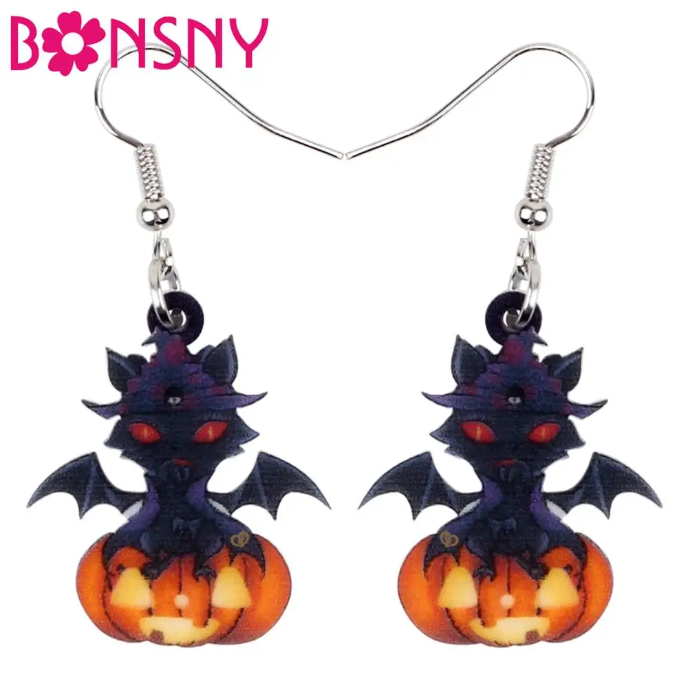 Bonsny акриловые серьги подвески в форме капли из мультфильма Хэллоуин Дьявол