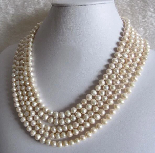 

7mm bright white real pearl 80cm 200cm 30'' 78'' necklace natural Freshwater PEARL Women Jewelry 35cm 43cm 15'' 17''