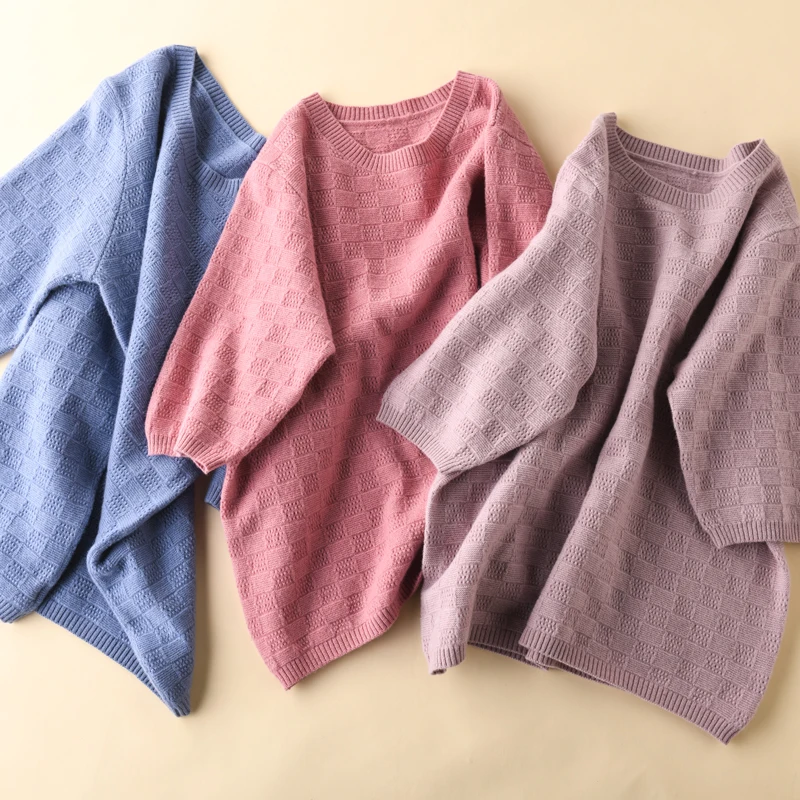 Новинка 100% кашемировый женский свитер рубашка с коротким рукавом шерсть женские