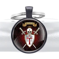 classic in hoc signo vinces knights skull glass cabochon metal pendant key chain men women key ring accessories keychains gifts