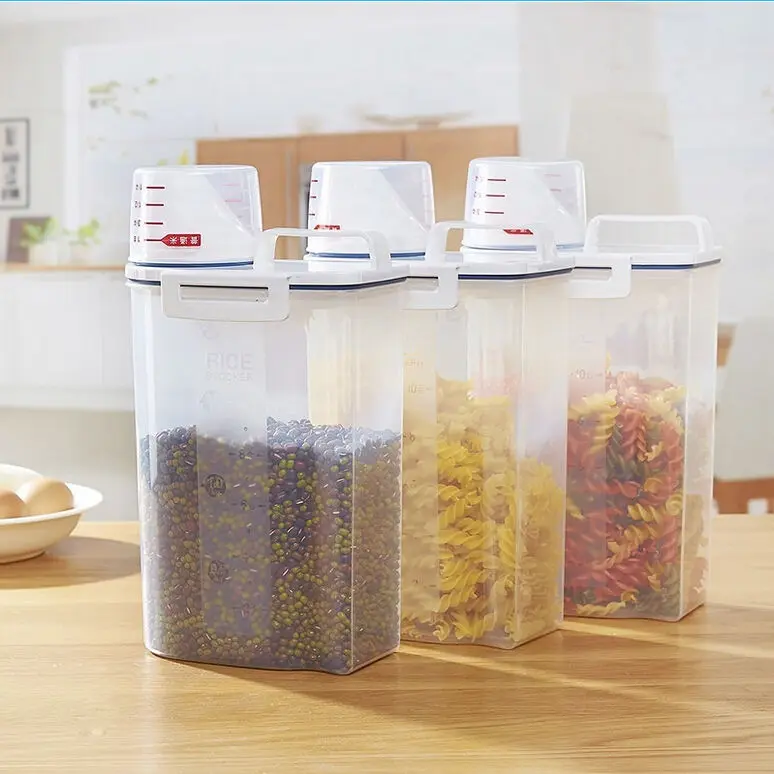 

Faroot Food Storage Box Clear Container Set with Pour Lids Kitchen Food Sealed Snacks Dried Fruit Grains Tank Storage Cereal Box