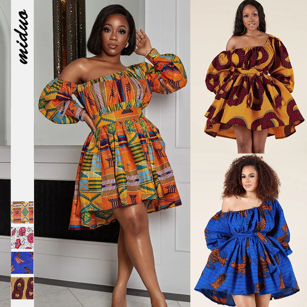 

Echoine Off Shoulder Slash Elegant Dress Middle East Women Print Party Club Dresses Vintage Vestidos Robe Long Sleeve Outfits