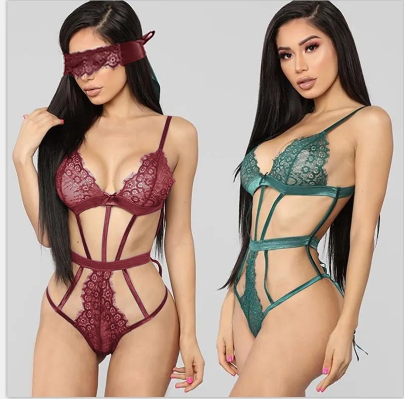 

Sexy Women Lace Set with Eyepatch Perspective Garter Bra Bandage Panties Set Erotic Underwear Ladies Set