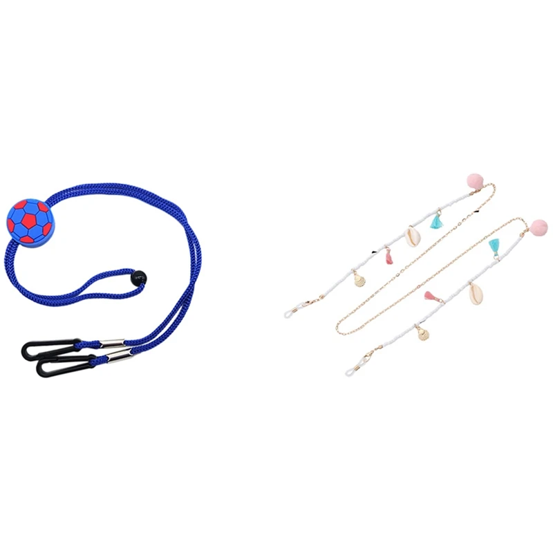 

Glasses Rope Glasses Chain Dark Blue & Shell Tassel Beads Gold Link Mask Hanging Rope Eyeglasses Chains Lanyard
