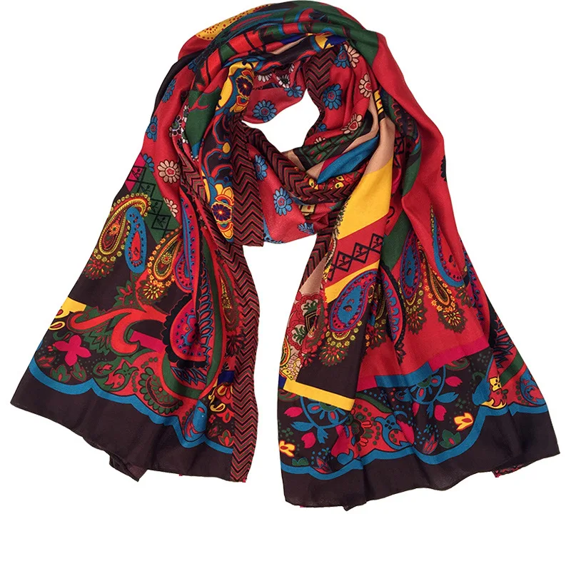 

Ethnic Style Scarf, Large Sunscreen Shawl, Summer Thin Style, Outer Silk Scarf, Ladies Wild Seaside Gauze, Beach Towel