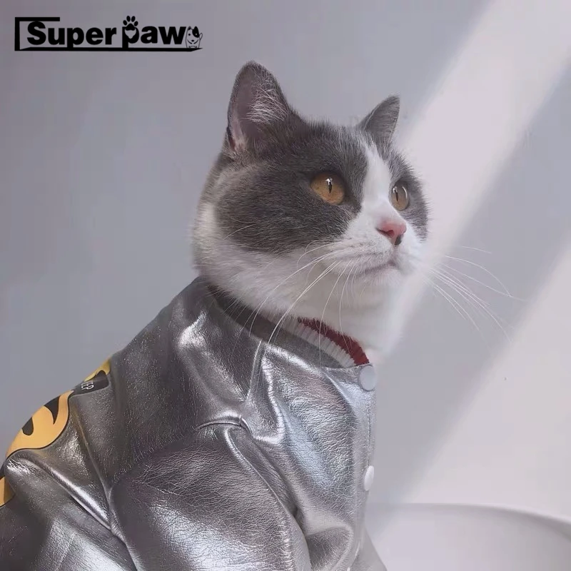 Модная кожаная куртка для маленьких и средних собак кошек толстовка одежда