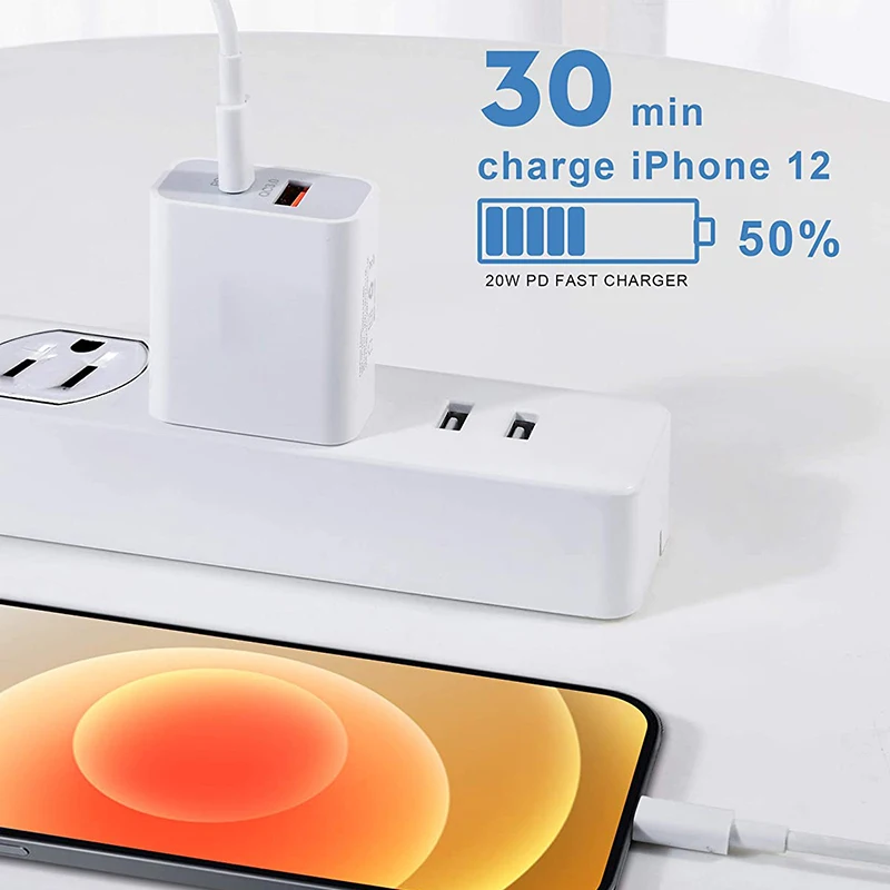 Быстрое зарядное устройство PD 20 Вт USB Type C QC3.0 для дома и офиса розетка стандарта