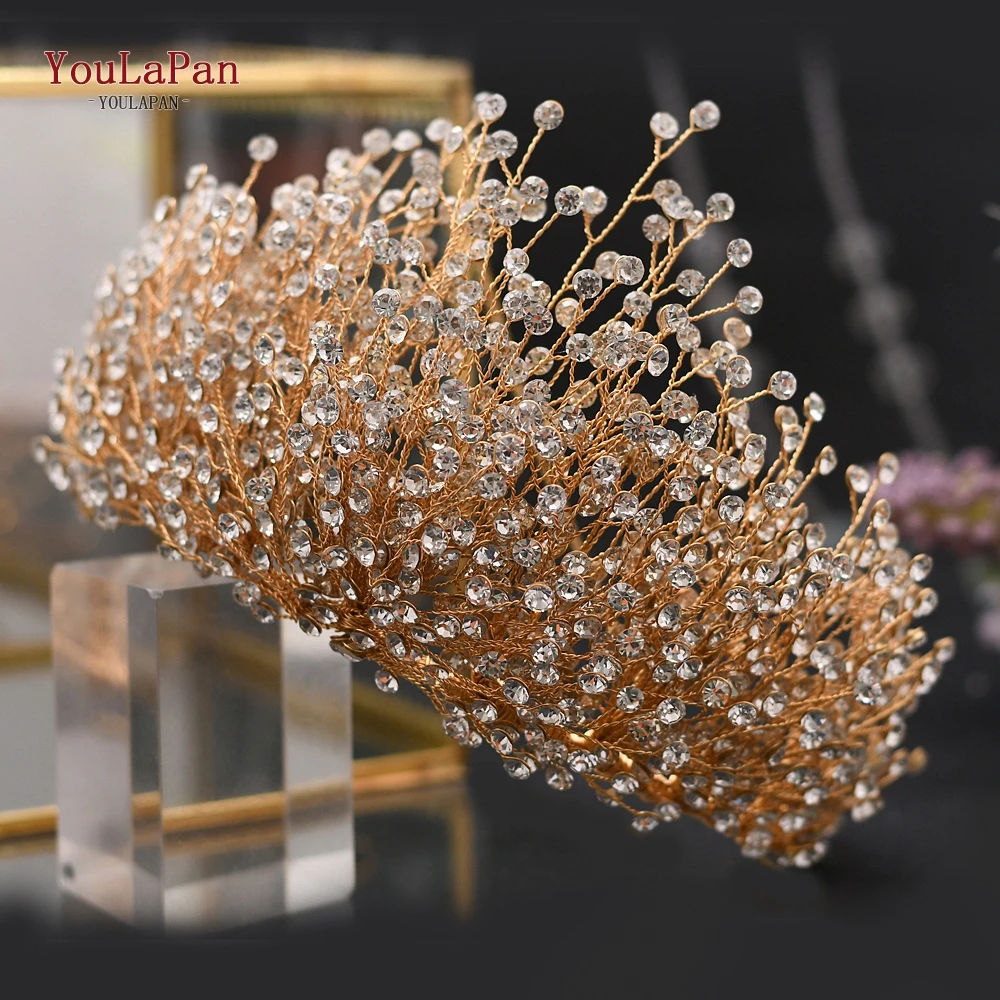 

TOPQUEEN HP193P-G Bridal Headbands Wedding Bridal Crown Wedding Crown and Necklace and Earrings Unique Bridal Hair Accessories