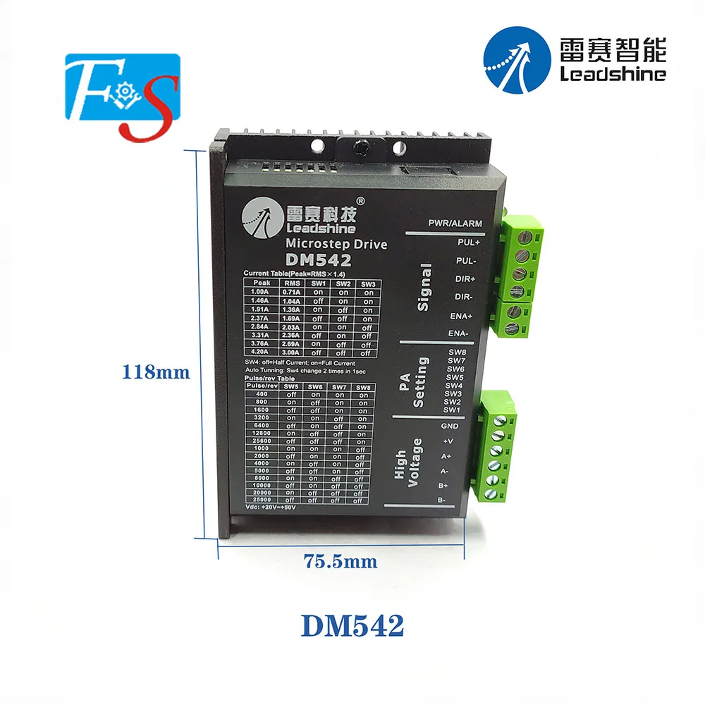 

CNC Leadshine 2-phase Digital Stepper Motor Driver DM542 24-50V For NEMA 17 23 Series Stepper Motor CNC machine 3d printer