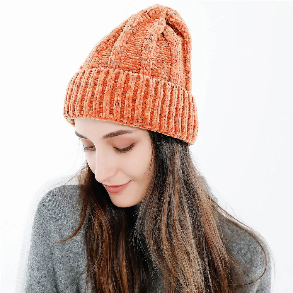 Осенне-зимняя корейская мода чистый цвет шерстяной пуловер и шапка женская