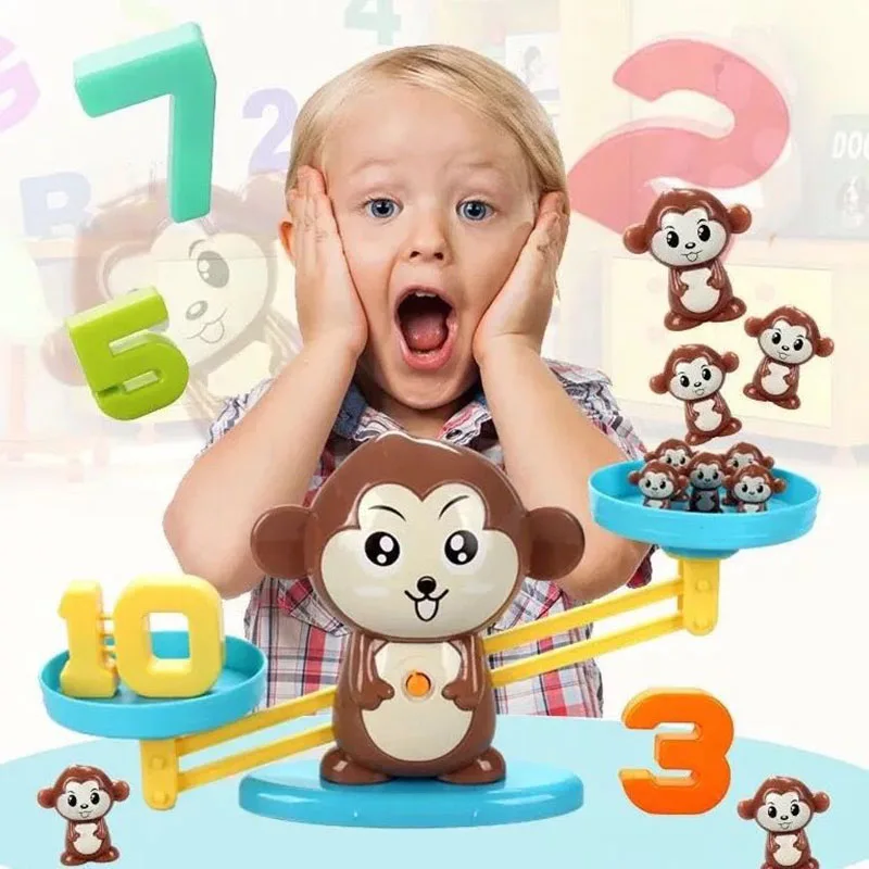 

Montessori Math Toy Digital Monkey Balance Scale Educational Math Penguin Balancing Scale Number Board Game Kids Learning Toys