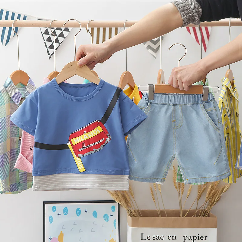 Baby Boys Girls Kids Clothes Set Sport Suit Summer Cotton Tops T-shirt Shorts 2pcs Outfits Costume Children Clothing Tracksuit |