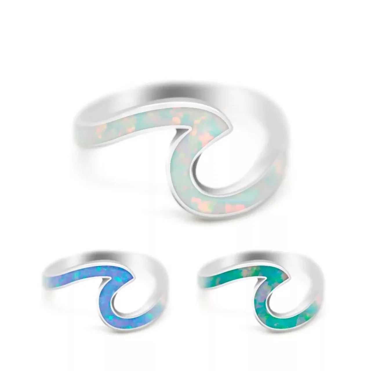 Покрытый серебром цвет волна форма опал фотоэлемент Свадебные украшения|Кольца|