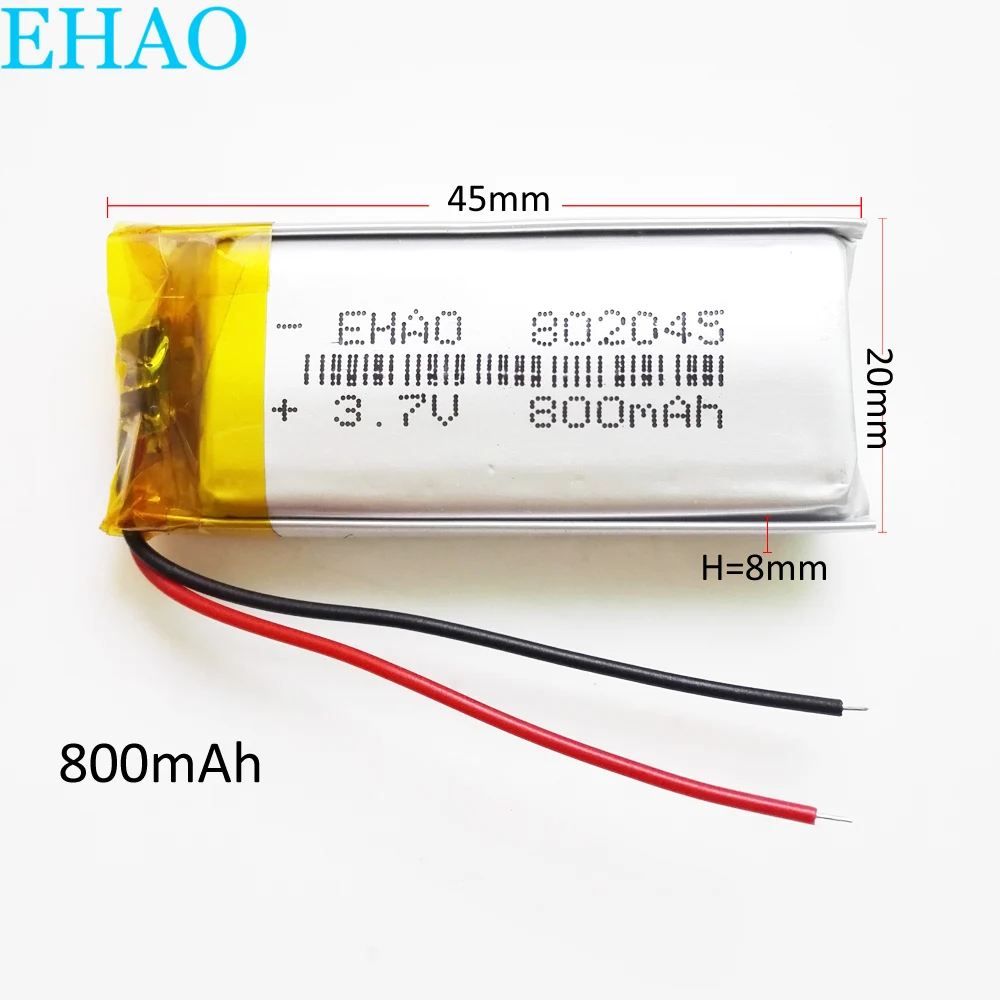 EHAO 802045 литий полимерная аккумуляторная батарея 3 7 В 800 мАч для Mp3 PAD DVD электронная