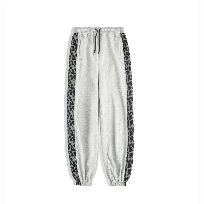 

Leopard Print Sweatpants Men's Fashion Retro Drawstring Casual Pants Men Streetwear Wild Loose Joggers Track Pants Mens M-2XL