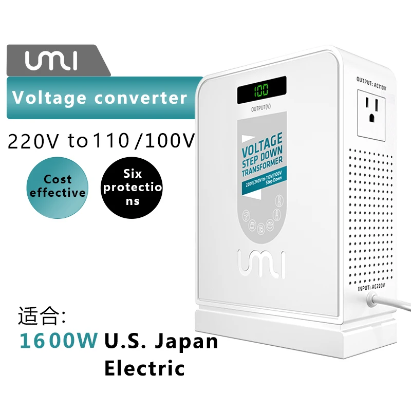 UMI2000w путешествия 220v до 110v Шаг теплые куртки Пуховики высокого Напряжение