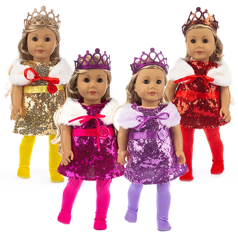 

Платье принцессы с блестками в виде короны, вечернее платье, вечерние предмета, подходит для 18-дюймовых американских и 43 см кукол новорожден...