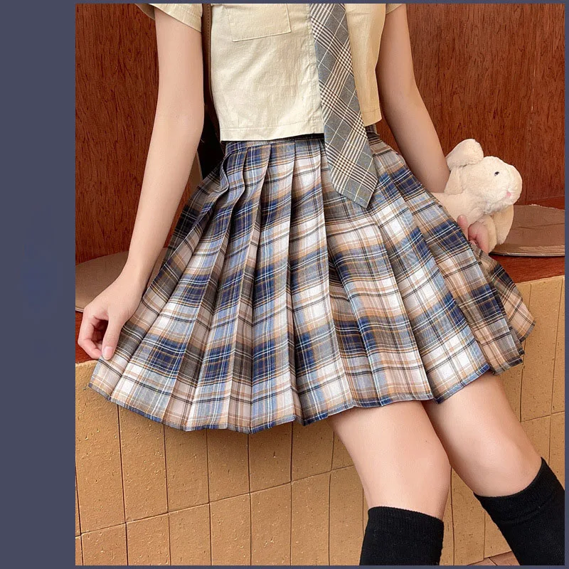 

Harajuku Kawaii Mini Skirt Plaid Pleated Shorts Inside Women Clothes 2021 Summer Korean Fashion Japanese Girls School Uniform