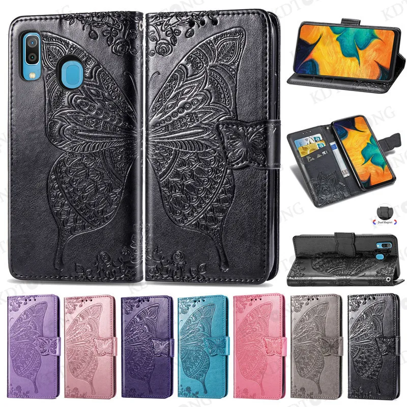 

Butterfly Embossed Leather Case For Samsung Galaxy A51 A41 A30 A21 A20 SCV43 SCV46 Japanese Version Z Fold 2 5G Phone Cases