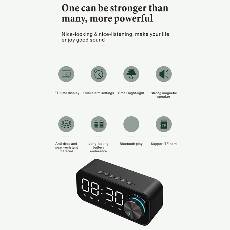 Беспроводной Bluetooth светодиодный будильник динамик поддержка TF карты FM радио