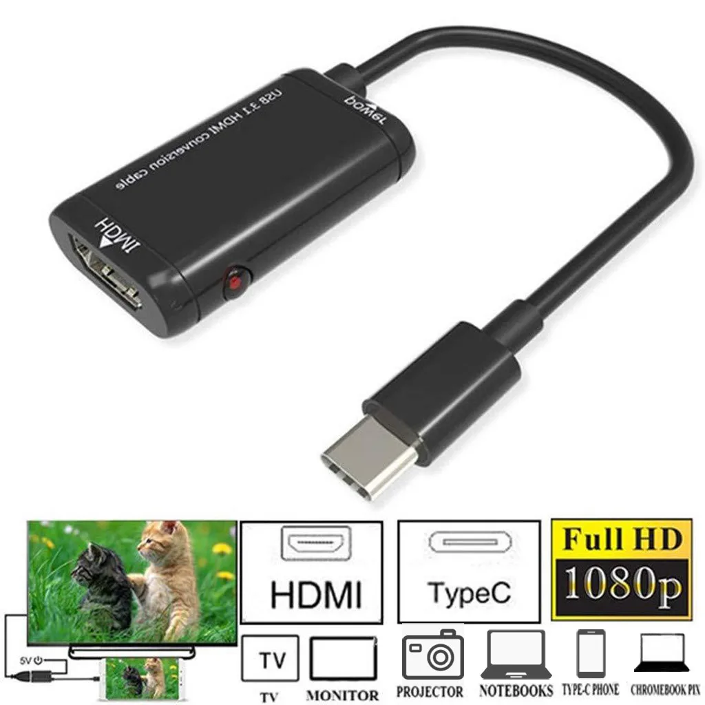 USB-C Type C to HDMI-compatible Adapter USB 3.1 TV Cable For Android Phone Tablet Converter for MacBook Air Pro Huawei | Электроника