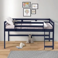 natural solid wooden twin loft bed frame for kids children college student safe strong sturdy sleeping bed with slat ladder