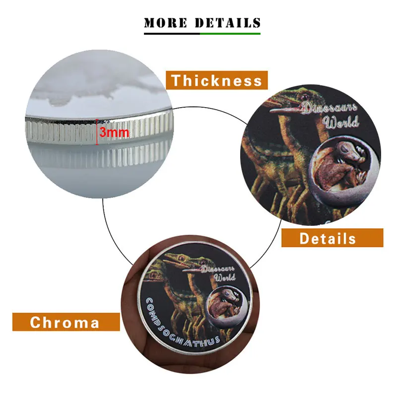 WR рекламный подарок Compsognathus динозавр Сувенир Монета Динозавр мир один миллион