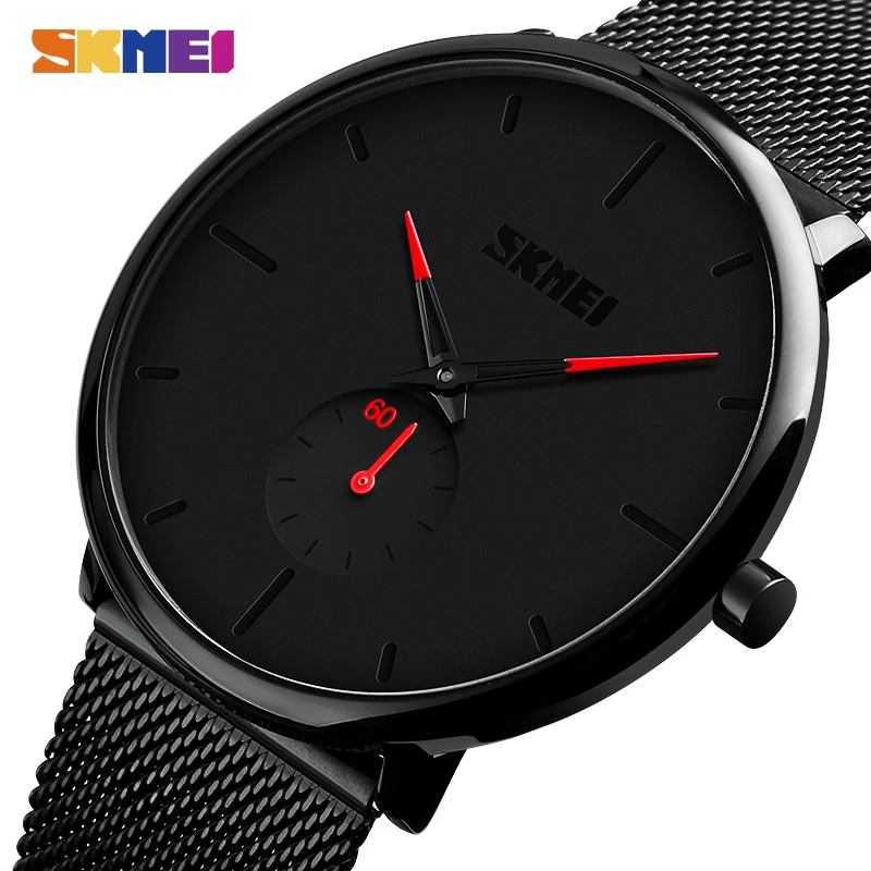 

SKMEI Casual Men Quartz Wristwatches Simple Male Business Clock Top Brand Mesh Steel Bracelet reloj hombre 9185 Dropship