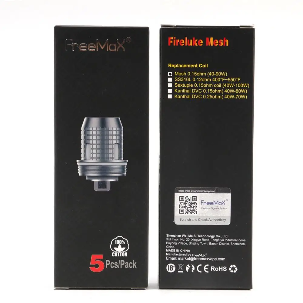 

Атомизирующая катушка с сердечником Freemax Fireluke, сопротивление 0,12 Ом, диапазон мощности 40-90 Вт, подходит для электронной сигареты Freemax Fireluke, 10 ш...