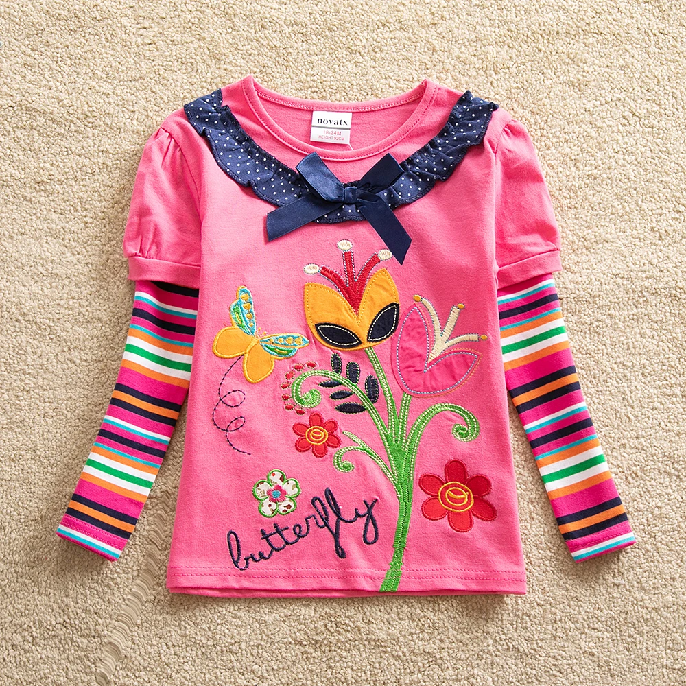 JUXINSU/хлопковая футболка с длинными рукавами для девочек осенне-зимняя