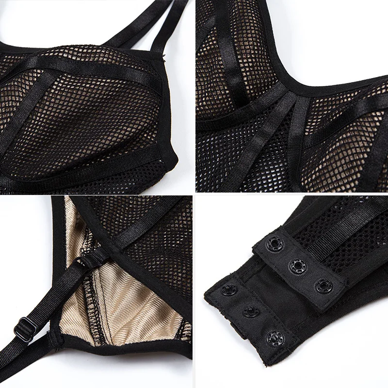 Женское боди на бретелях-спагетти однотонное белое черное Сетчатое для