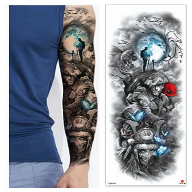 

Large Arm Sleeve Tattoo Koi Lotus Waterproof Temporary Tatto Sticker Angel Wing Wolf Spring Body Art Full Fake Tatoo Men Women