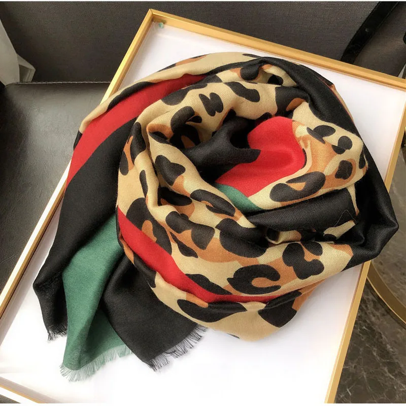 Зимний шарф с животным принтом leopardo echarpe femme шейный платок Леопардовый