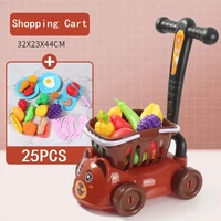 super market toy set plastic shopping cart interactive kid shopping basket trolley pretend play food kitchen toys for children
