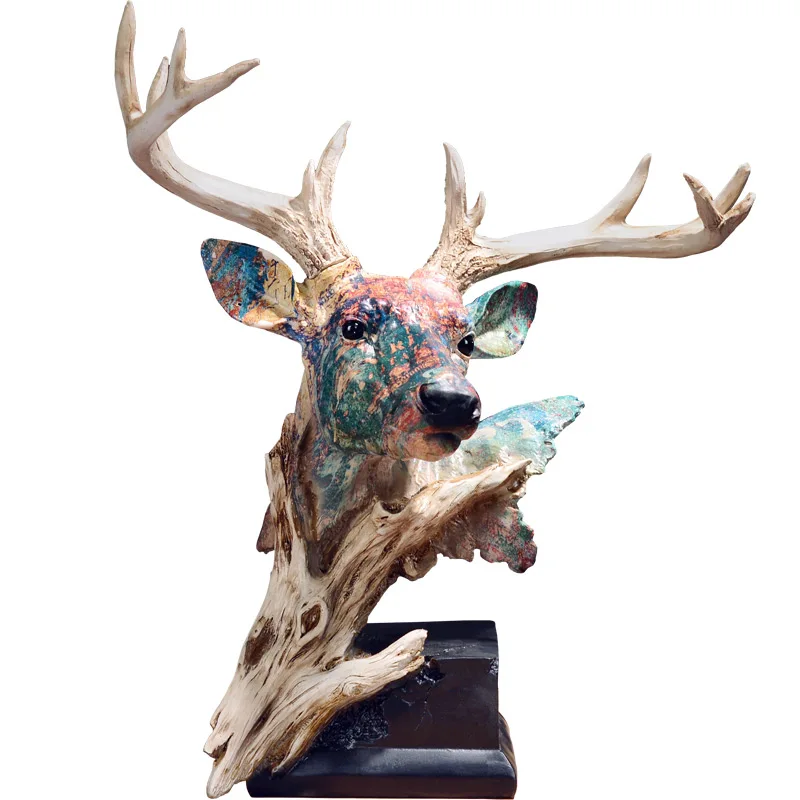 

Nordic Style Decoration Decoration Resin Simulation Deer Head Decoration Living Room Cabinet Statue Creative Decoration Crafts