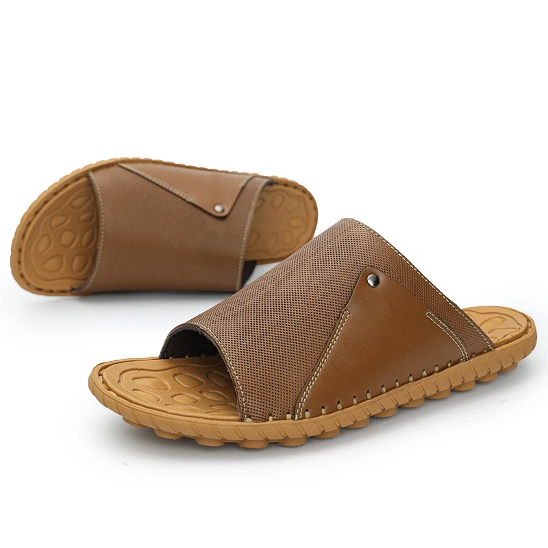 Кожаные женские повседневные слайды итальянские с пальмами новинка 2021