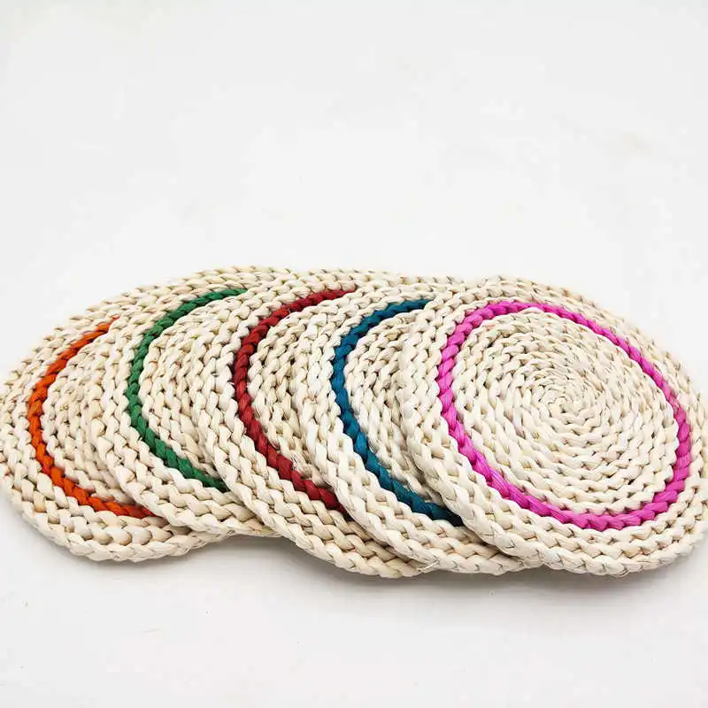 

Round Straw Woven Nordic Style Non-slip Kitchen Placemat Coaster Insulation Pad Dish Coffee Cup Table Mat Home Decor 51018