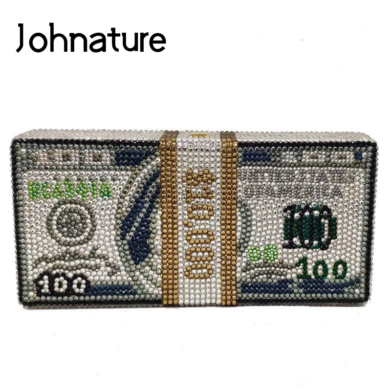 Женская сумочка клатч Johnature вечерняя со стразами вечерние сумочки с кристаллами