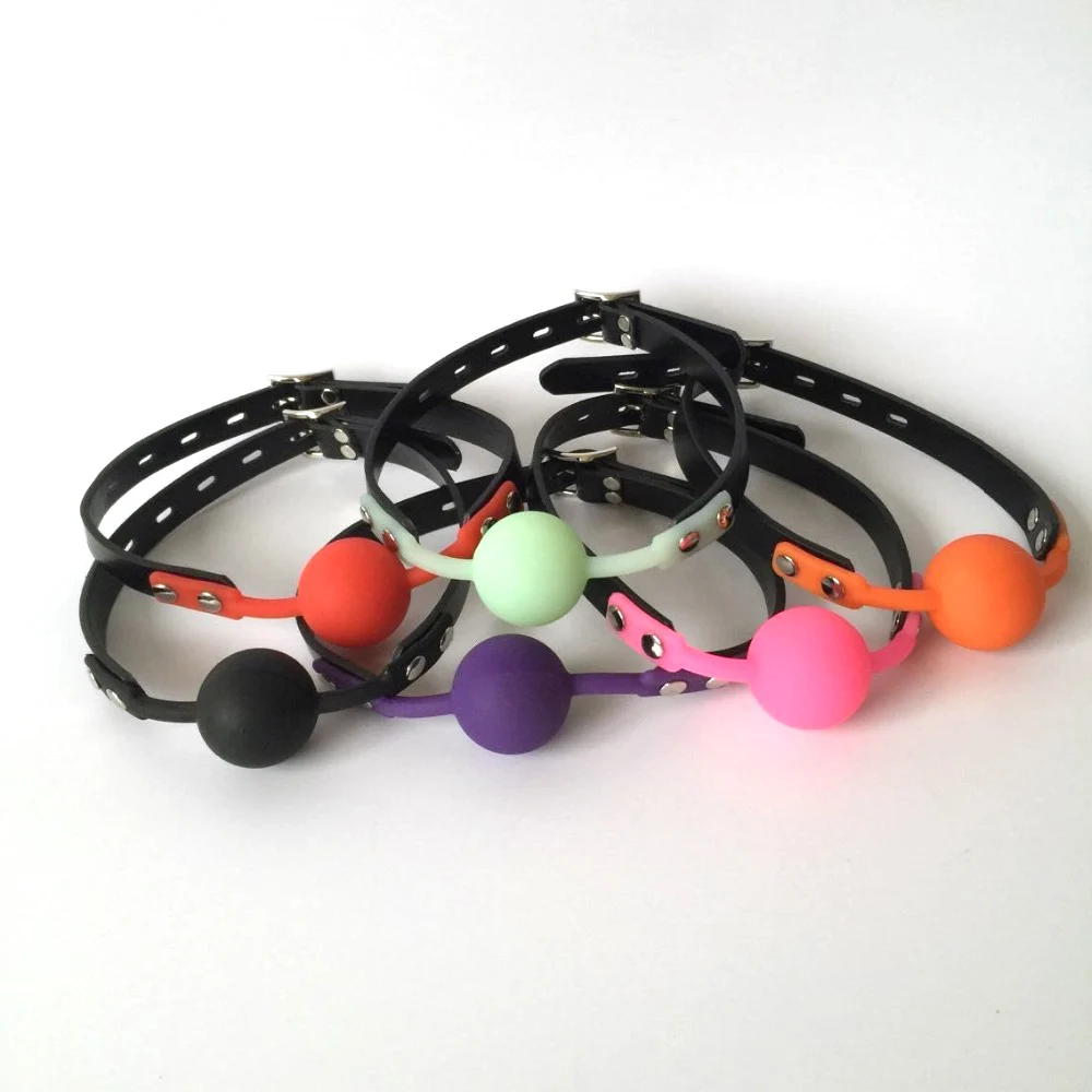 Рот кляп секс игрушка цветные силиконовые шарики рабский с черными ремешки из