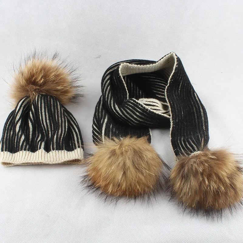 Шапка и шарф зимний детский комплект из двух предметов шерстяная вязаная шапка