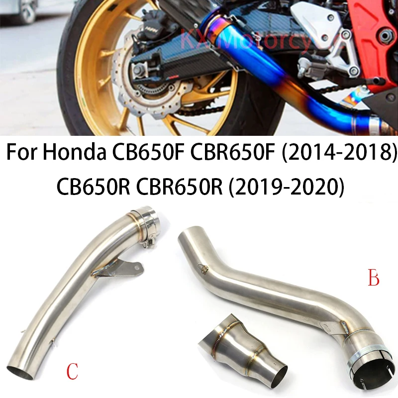 

Для Honda CB650F CBR650F CB650R CBR650R 2014-2020 системы выхлопных газов мотоцикла Mddle Соединительная труба сопло для глушителя