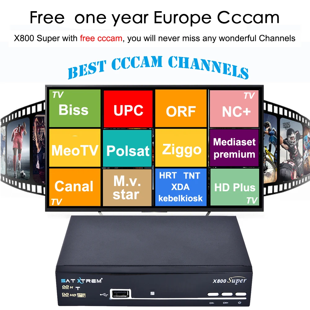 SATXTREM X800 супер ТВ-тюнер DVB S2 спутниковый декодер Clines Europe Cline для 1 года IP tv Receptor DVB-S2 Full HD Wifi приемник